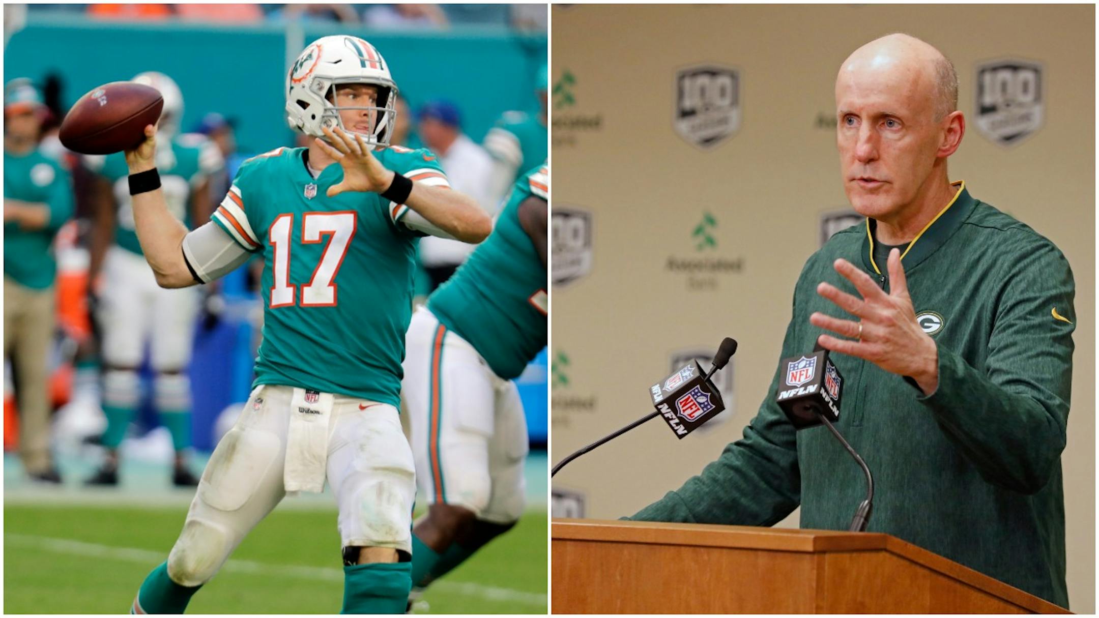 Dolphins quarterback Ryan Tannehill and Packers interim head coach Joe Philbin