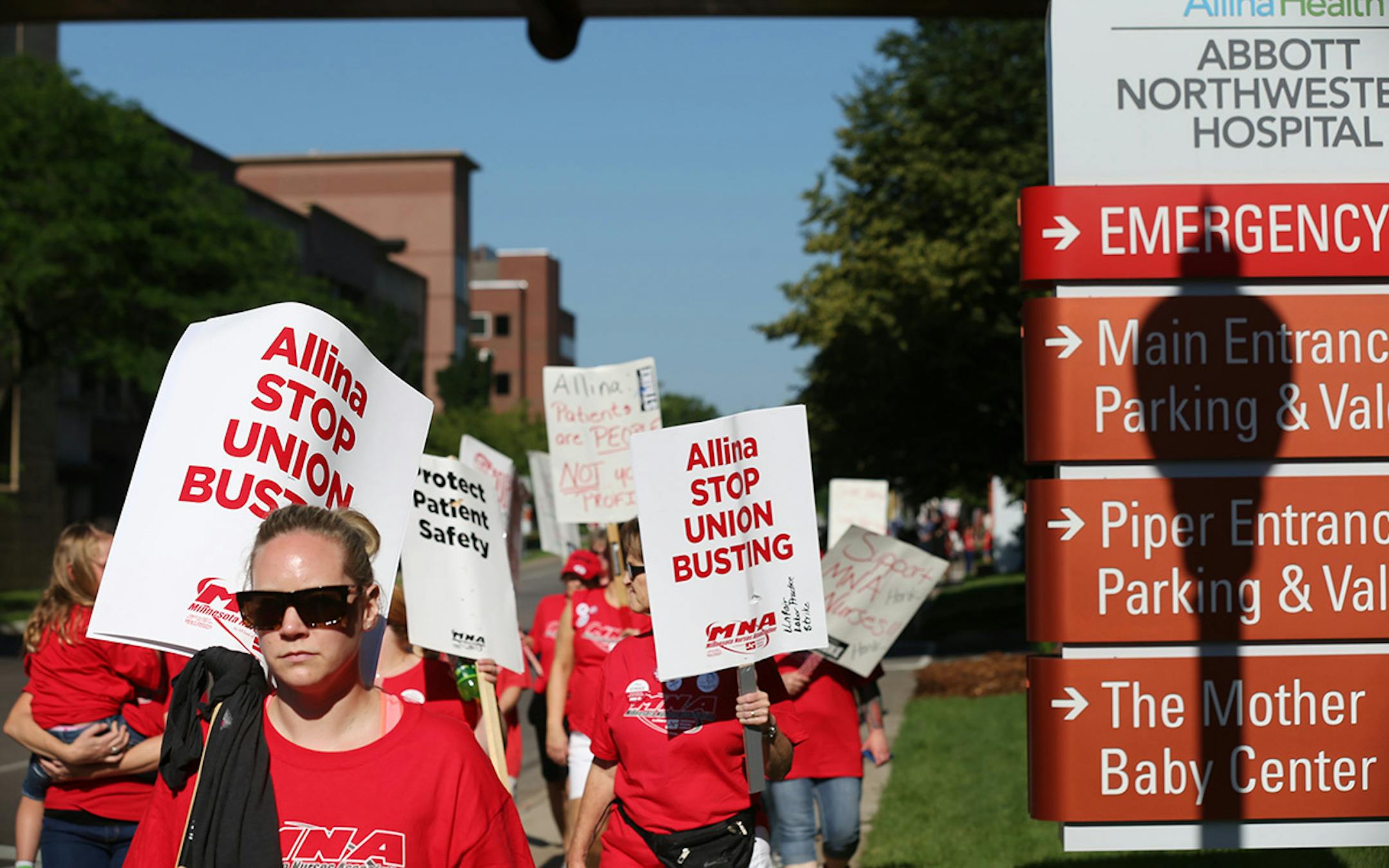 Thousands of nurses walked around Abbott Northwestern on the first day of the strike Sunday June 19, 2016 in Minneapolis, MN.