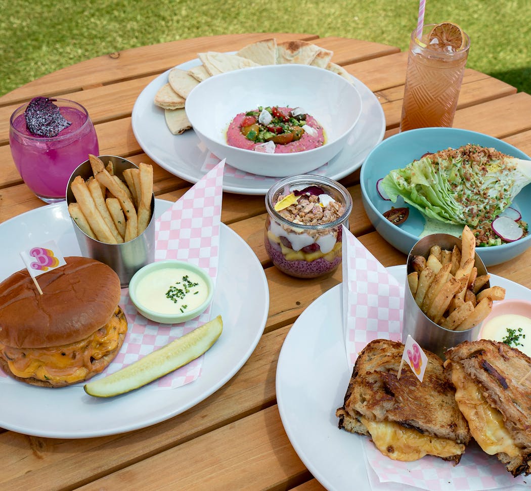 An array of menu items from the Malibu Barbie Cafe, debuting at the Mall of America next month.