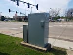 This traffic signal cabinet at 57th Avenue N. and West Broadway is one of 10 Crystal will decorate with artwork this summer.