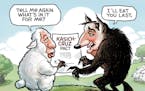 Sack cartoon: John Kasich and Ted Cruz