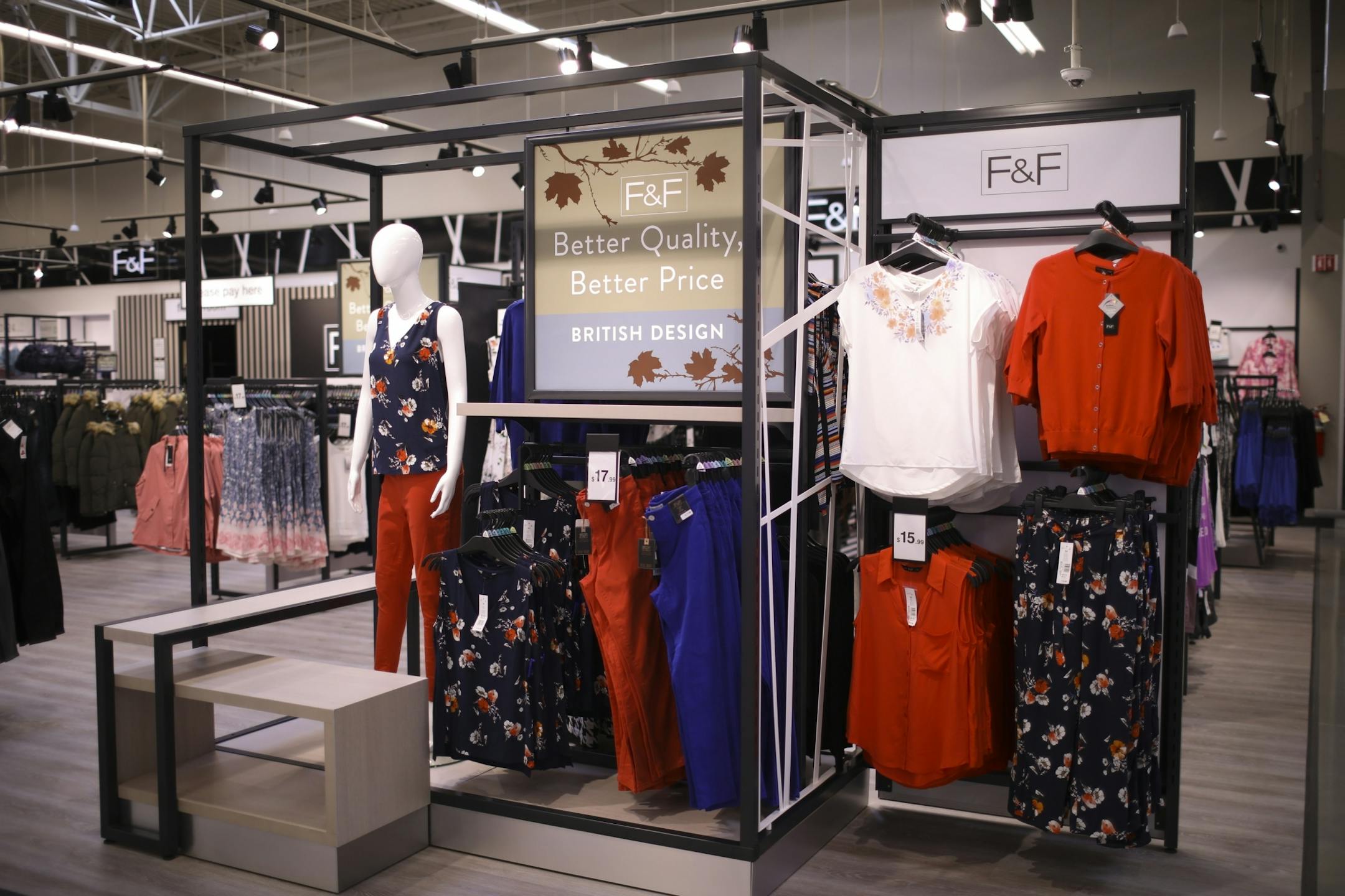 F & F, Hy-Vee's "fast fashion" line of women's clothing in the front of the new Hy-Vee store in Cottage Grove.