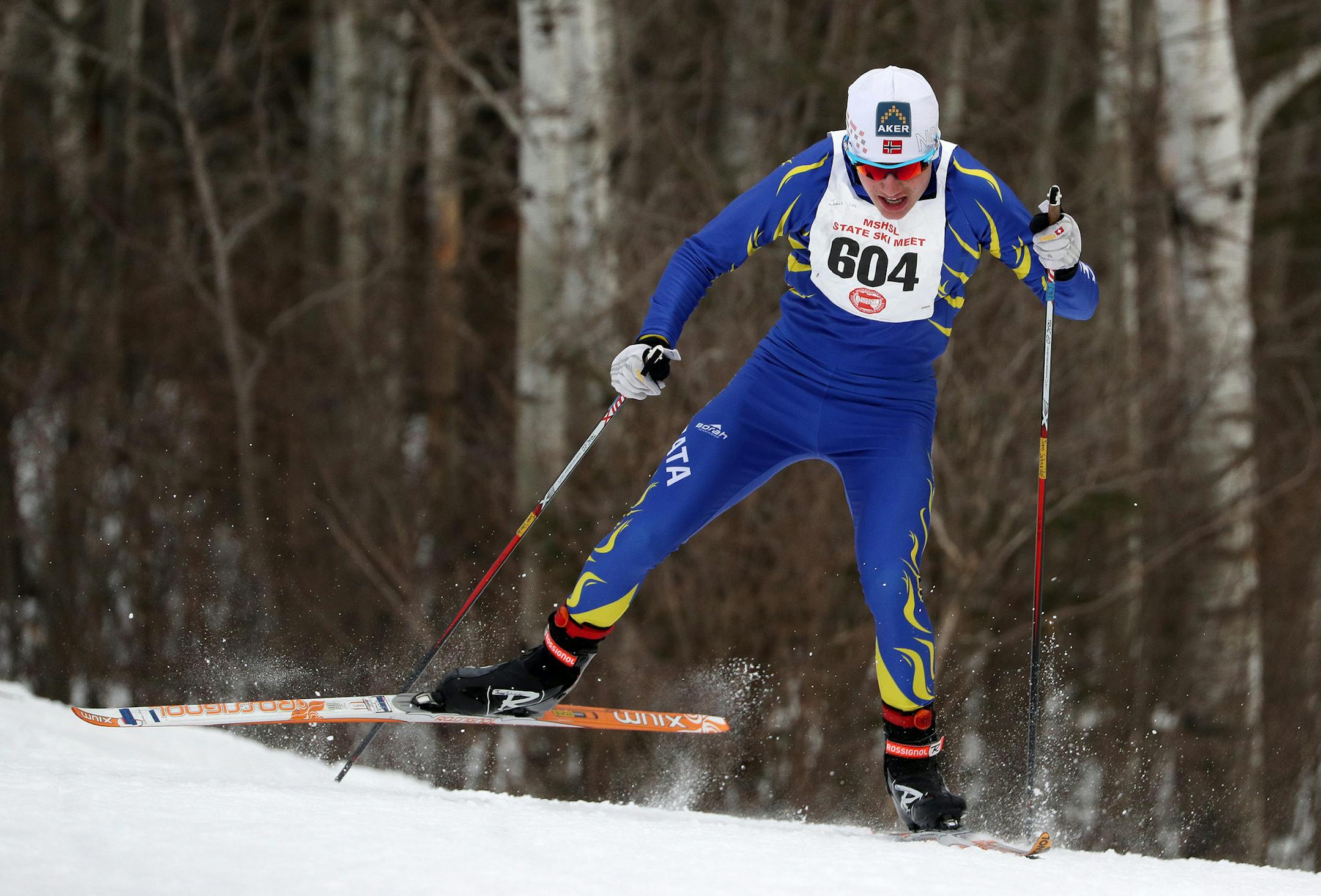 James Schneider of Wayzata competes during the boy's 5k freestyle race Thursday. ] ANTHONY SOUFFLE &#xef; anthony.souffle@startribune.com High school skiers competed during the nordic skiing state meet Thursday, Feb. 16, 2017 at Giants Ridge in Biwabik, Minn.