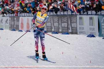 Minnesota native Jessie Diggins crossed the finish line in fourth place Saturday, but falling just short of the podium couldn't ruin a day she'd dream