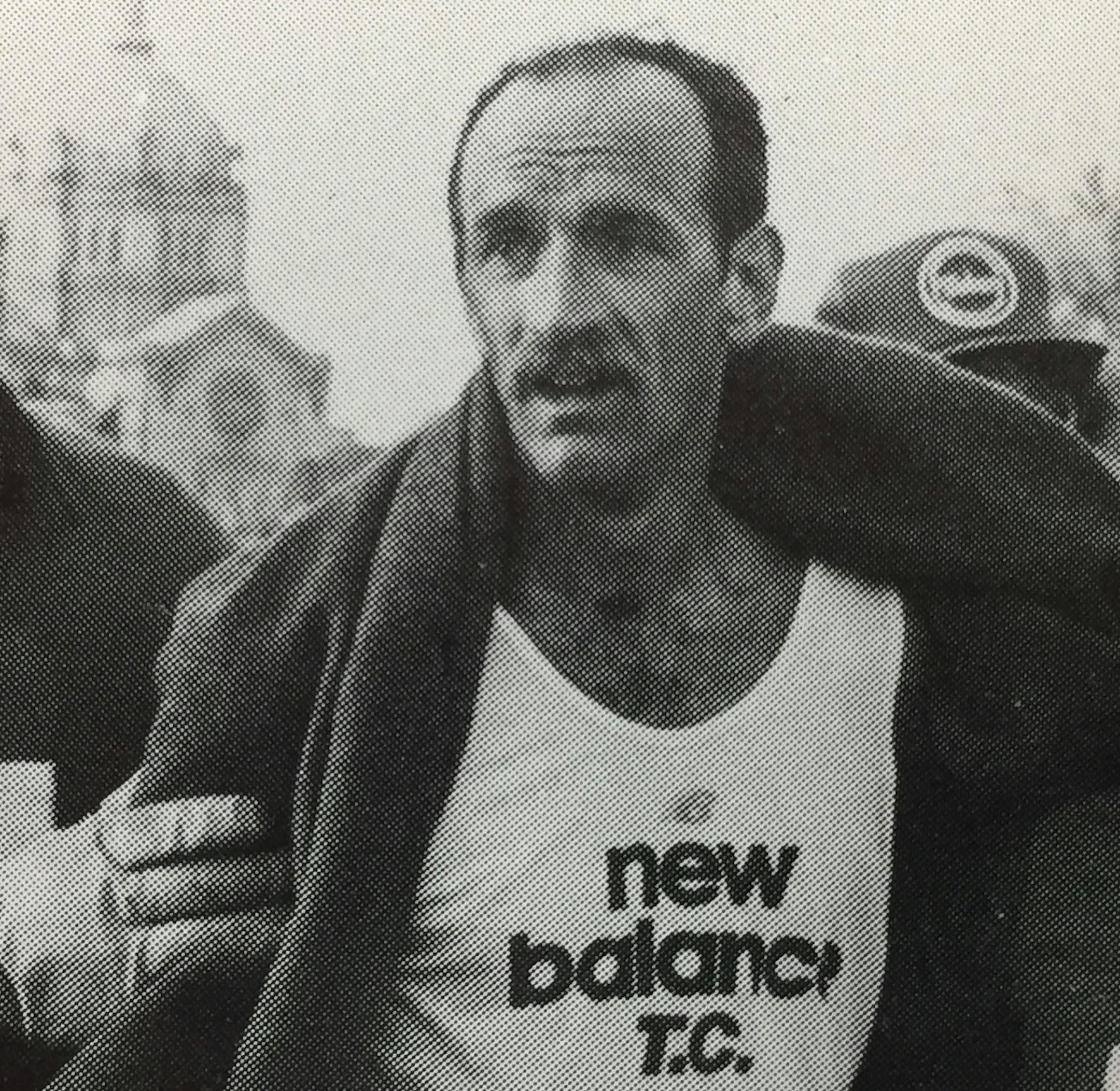 Phil Coppess after his victory at the 1985 Twin Cities Marathon. His record time that day, 2:10:05, still stands.