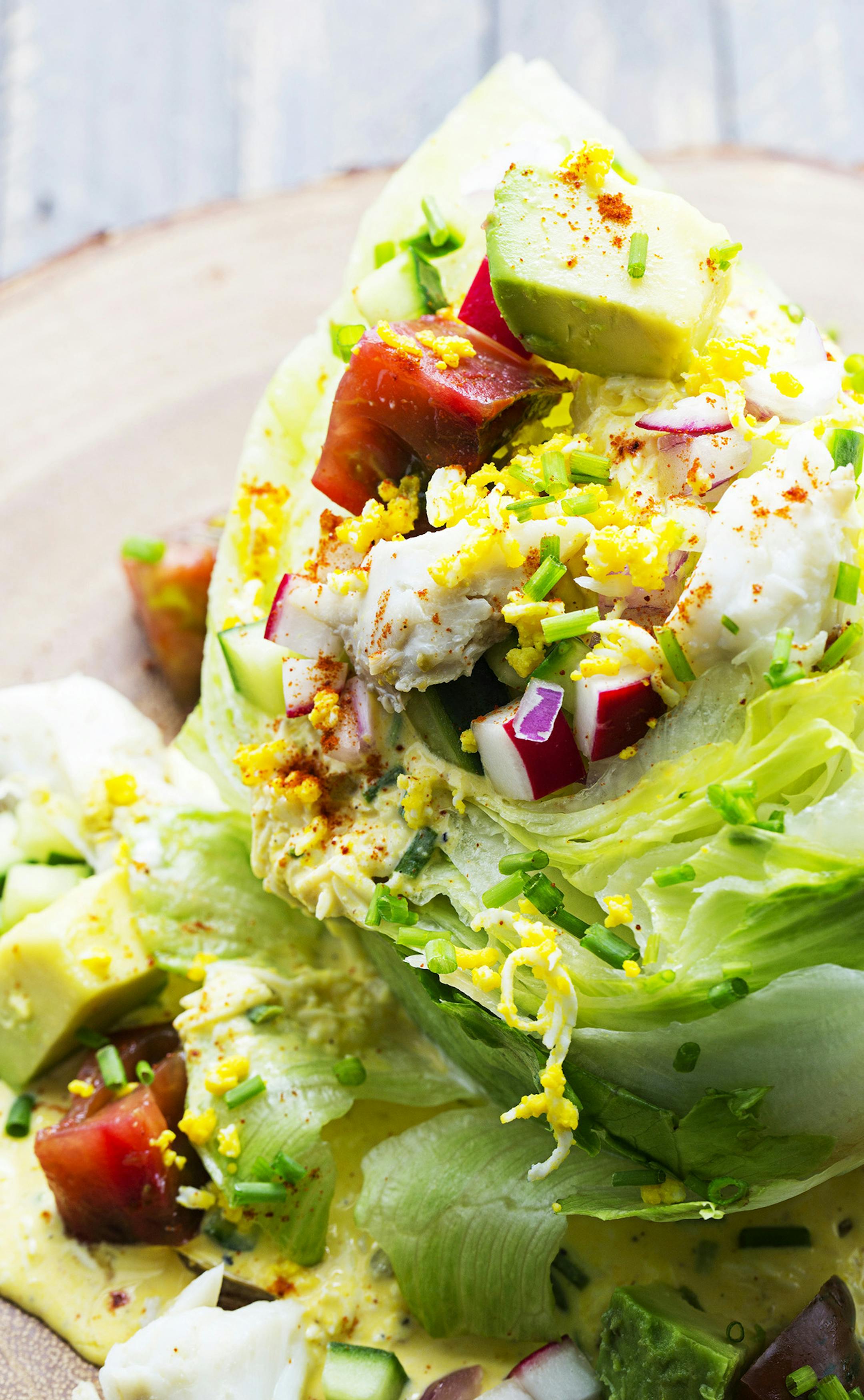 Wedge Salad With Deviled Egg Dressing and Crab puts a wedge in your summer salad rotation.