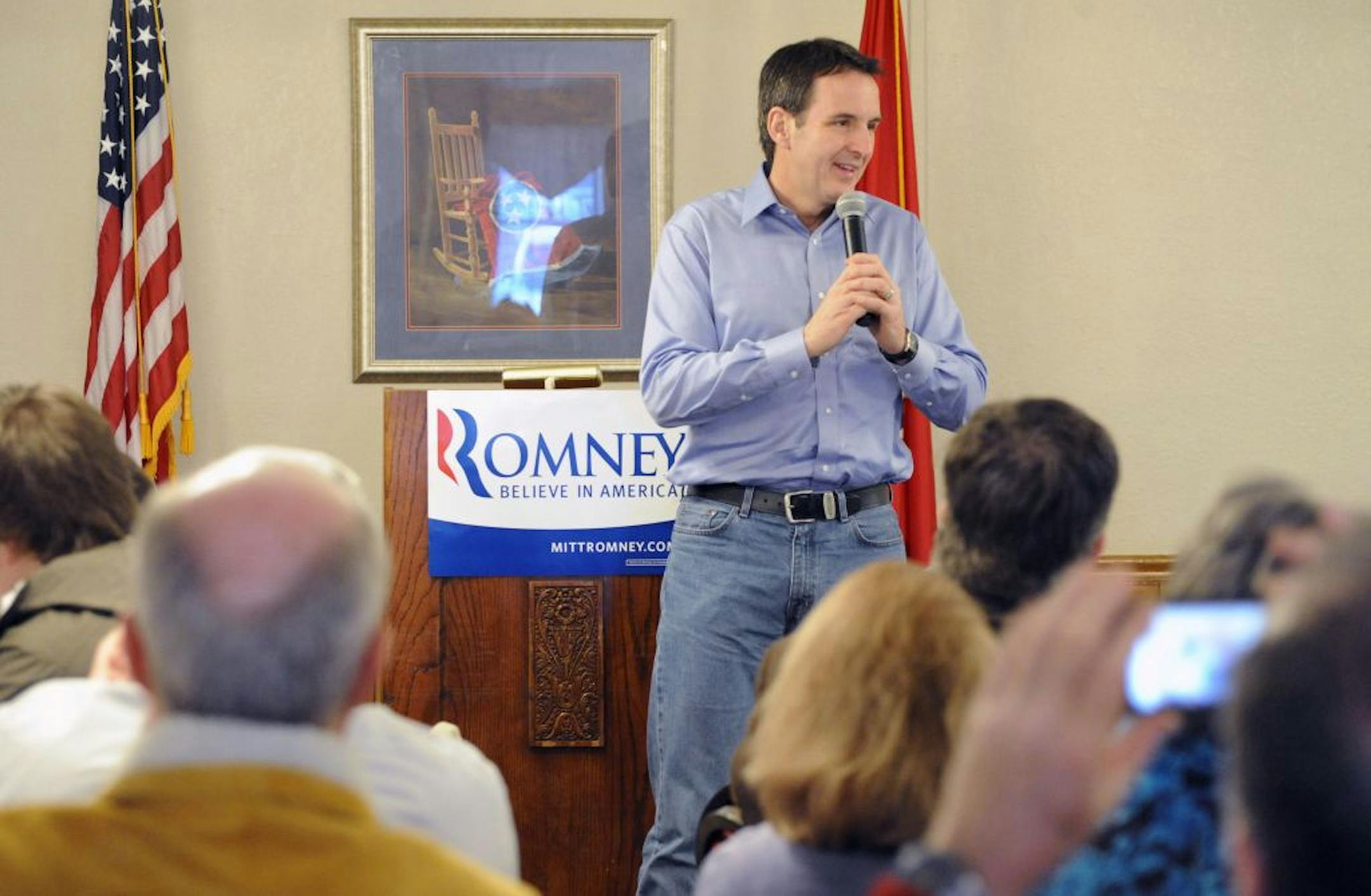 Former Minnesota Gov. Tim Pawlenty, in Chattanooga in March, received help from former rivals Mitt Romney and Michele Bachmann.