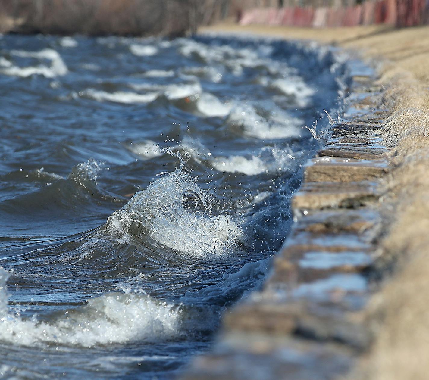 The blowing wind created waves that became ice on a dock on Lake Calhoun, Wednesday, February 8, 2017 in St. Paul, MN. ] ELIZABETH FLORES &#xef; liz.flores@startribune.com