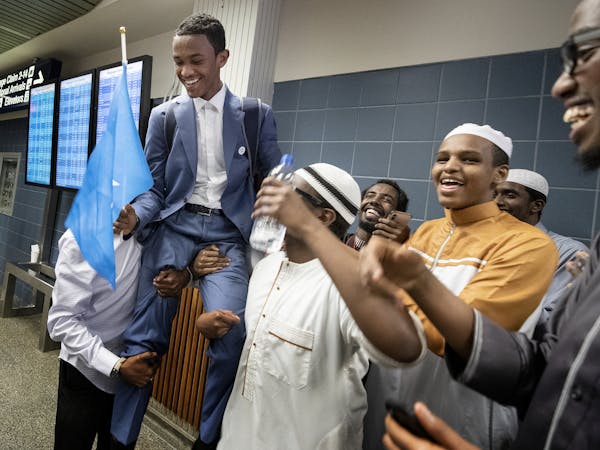 Ahmed Burhan Mohamed was greeted at the Minneapolis St. Paul International Airport after winning the Dubai International Holy Qur'an Award in the Unit