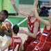 United States center Sylvia Fowles loses control of the ball during the first half of a women's basketball game against Serbia at the Youth Center at 