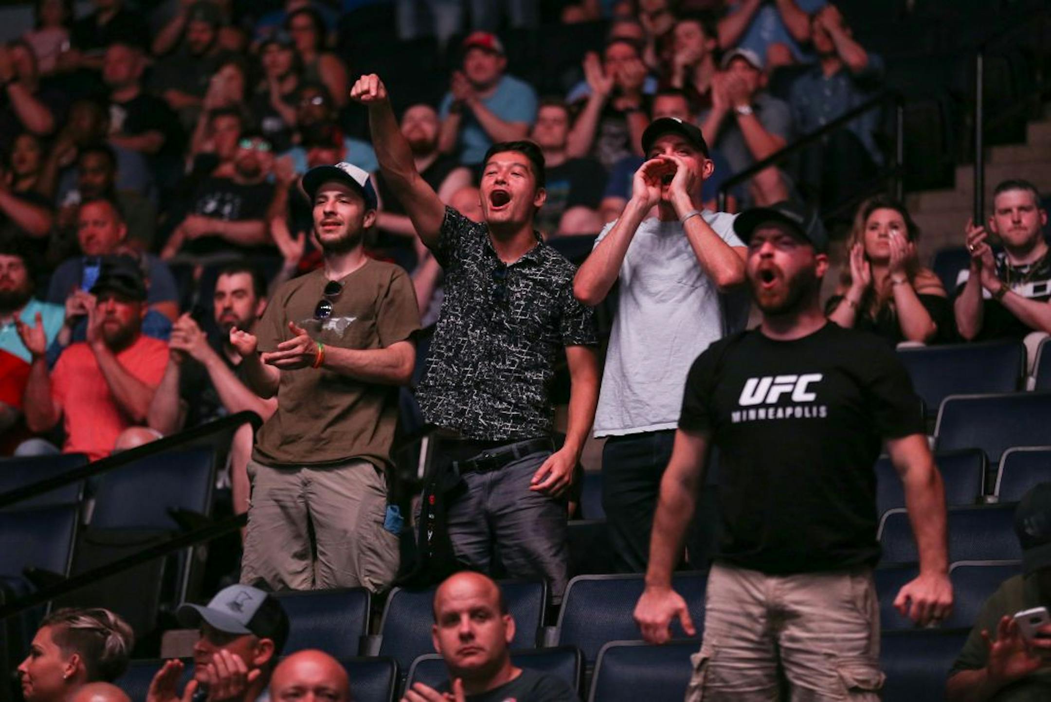 Fans cheer as Dan Moret is announced. ALEX KORMANN ¥ alex.kormann@startribune.com UFC Fight Night was held at Target Center on Saturday June 29, 2019. Francis Ngannou and Junior Dos Santos headlined the event.