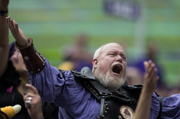 A Minnesota Vikings fan in the stands reacted to a play in the fourth quarter of a recent game.