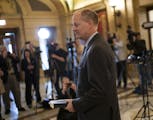 Senate leader Paul Gazelka arrived at the Governor's office at the State Capitol in St. Paul, Minn., on Friday, May 17, 2019. ] RENEE JONES SCHNEIDER 