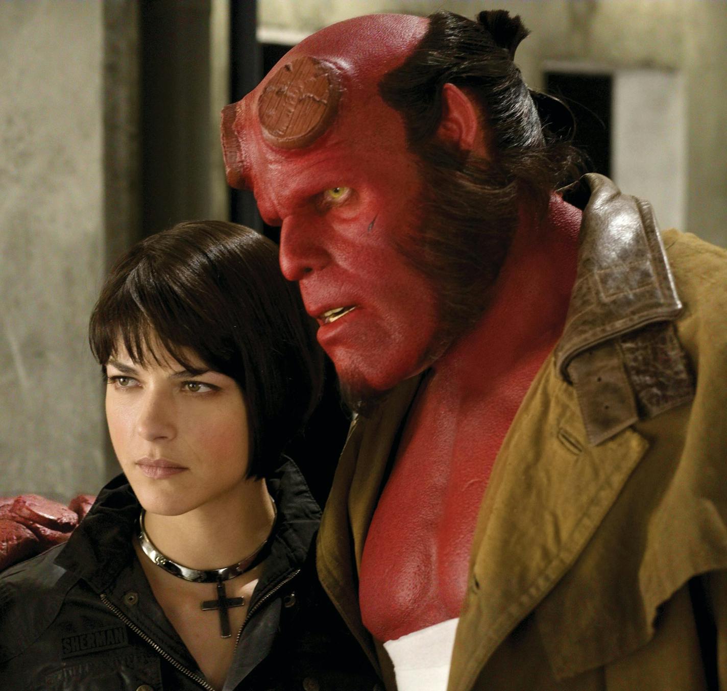 In this image released by Universal Pictures, Selma Blair, left, and Ron Perlman are shown in a scene from, "Hellboy II: The Golden Army." (AP Photo/Universal Pictures, Egon Endrenyi) ** NO SALES **