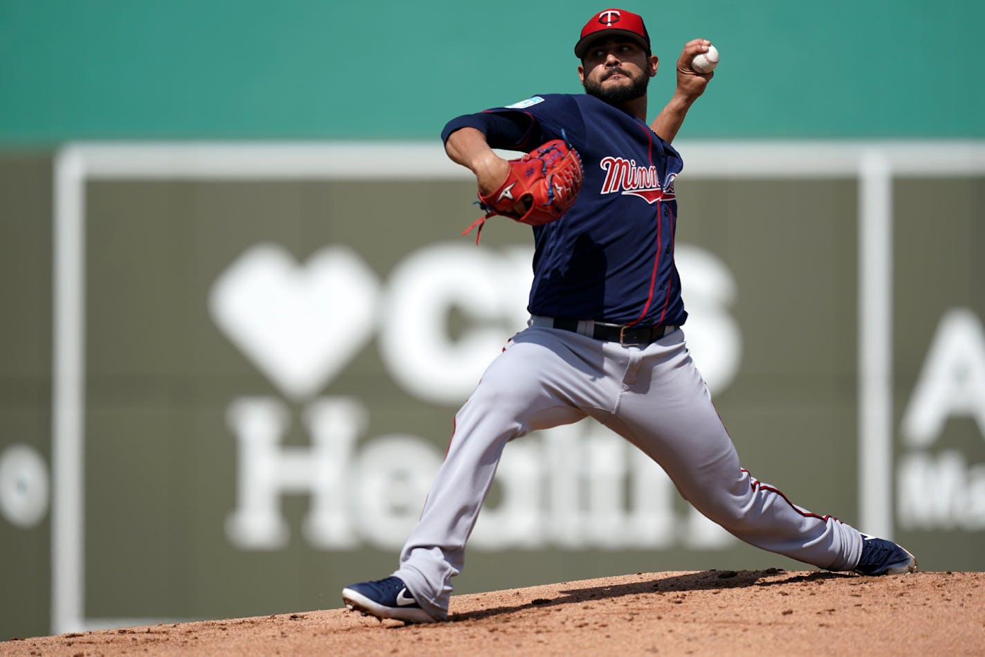 Minnesota Twins pitcher Martin Perez (33) delivered a pitch during Sunday's game.