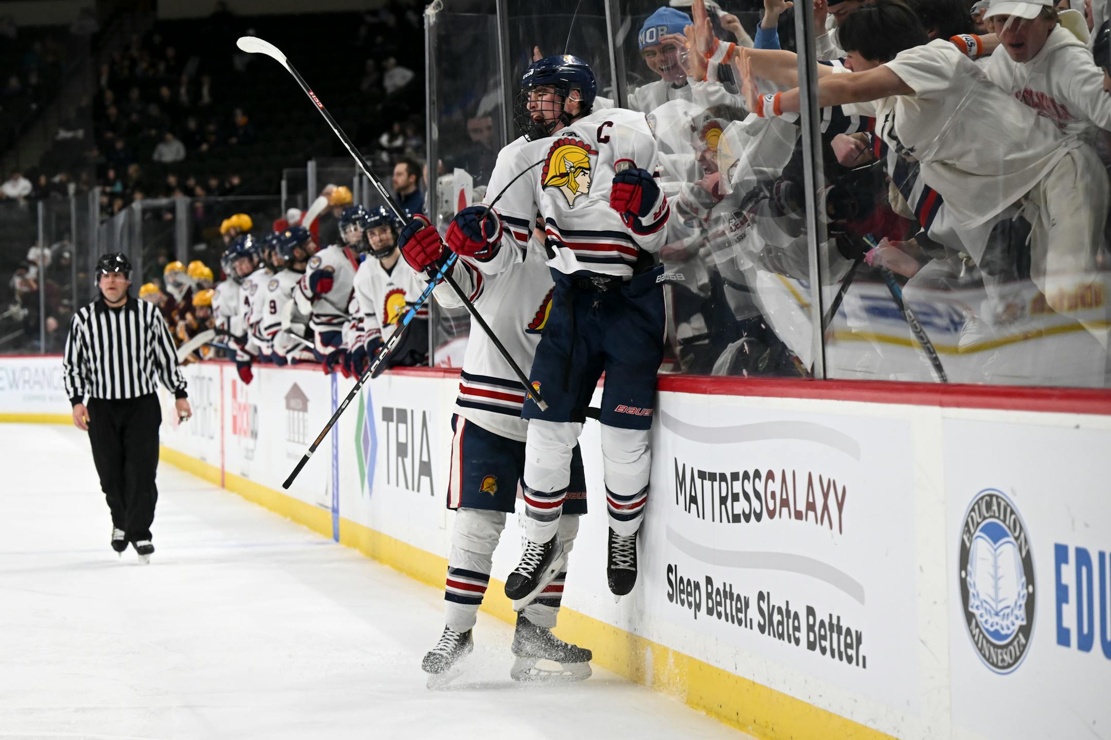 Orono forward Bradley Walker (21) celebrates his goal against Northfield during the second period.