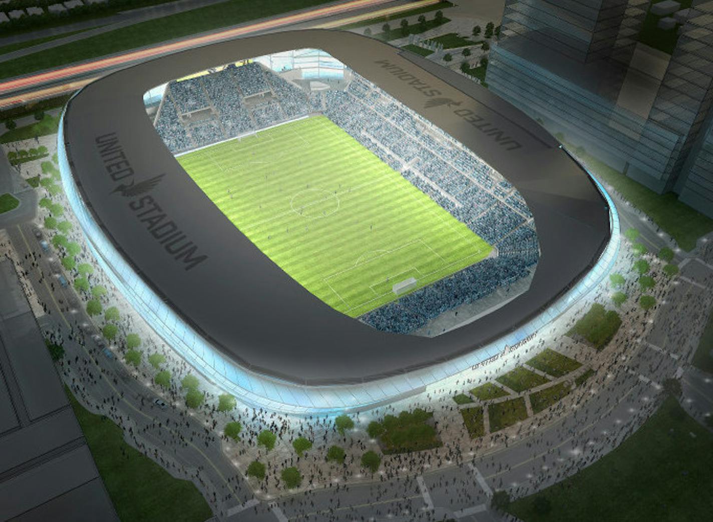 Rendering of the Minnesota United soccer stadium in St. Paul.