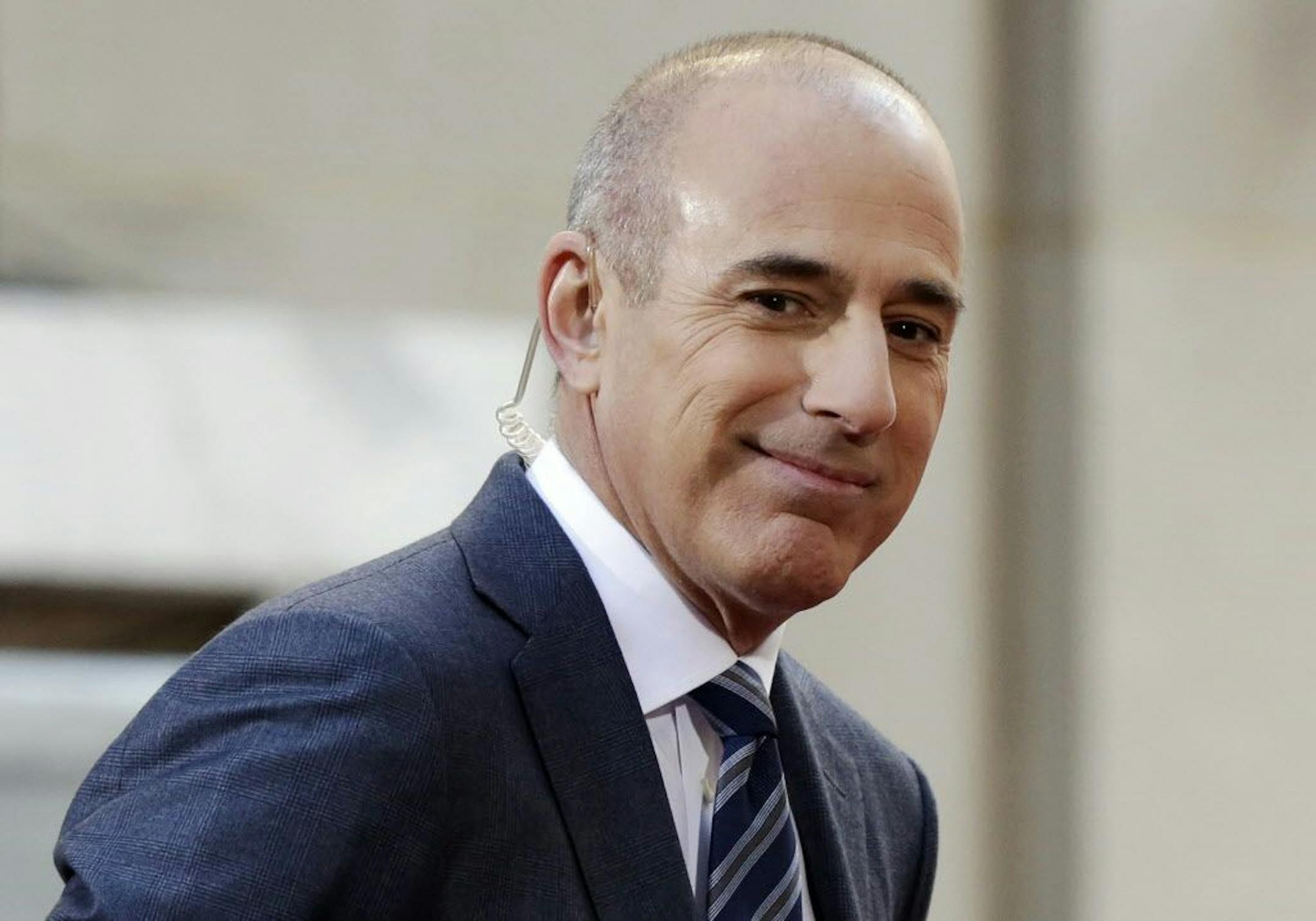 FILE - In this April 21, 2016, file photo, Matt Lauer, co-host of the NBC "Today" television program, appears on set in Rockefeller Plaza, in New York. NBC News announced Wednesday, Nov. 29, 2017, that Lauer was fired for "inappropriate sexual behavior."