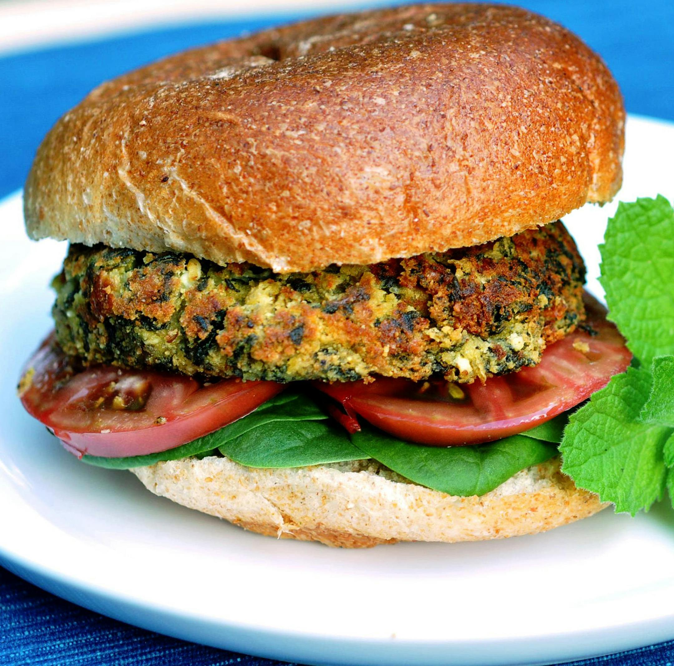 Meredith Deeds, Special to the Star Tribune Chickpea, Spinach and Feta Burgers for healthy family column.