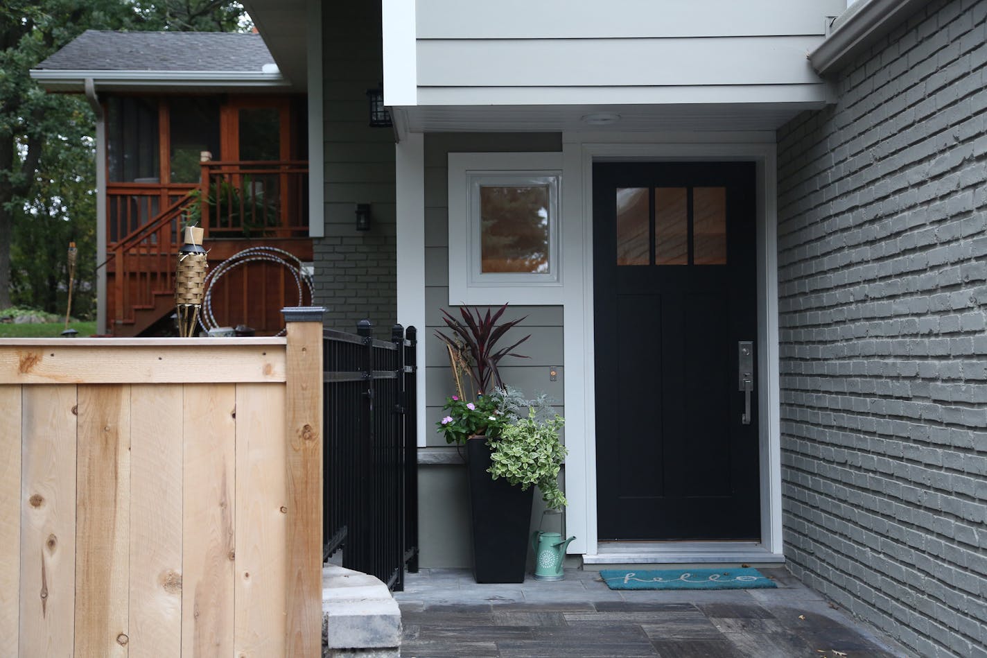 Katy has a new front entry to her condo, adjacent to the tuckunder garage.