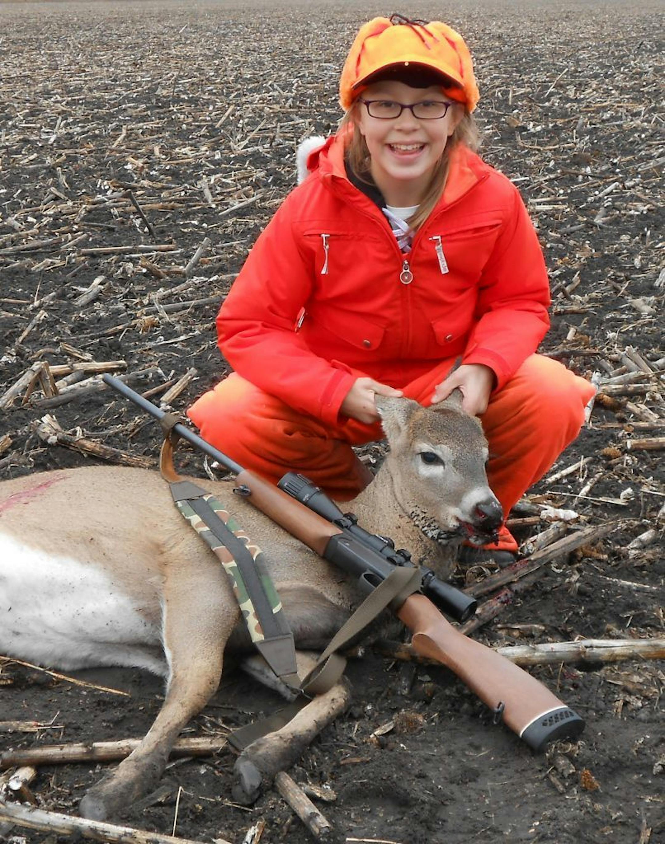 Sophie Rofidal, 11, Edina, with her first deer.