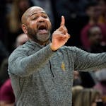 Cleveland Cavaliers head coach J.B Bickerstaff gives instructions to players in the second half of an NBA basketball game against the Miami Heat, Mond
