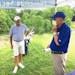 Pro golf agent Jim Lehman, left, talked with PGA of America Minnesota section rules official Jim Manthis before Lehman&#x2019;s first round at the PGA
