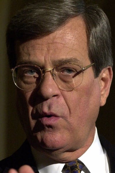 Senate Majority Leader Sen. Trent Lott, R-Miss., talks to reporters after a meeting with Republican vice president nominee Dick Cheney at the Capitol 