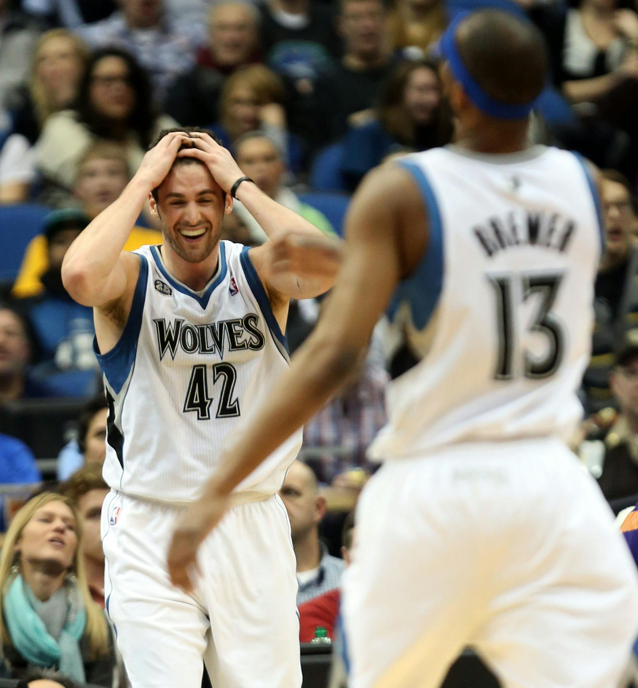 Kevin Love reacted to a foul call late in the first half. It was a frustrating night for Love, who scored 15 points on 4-for-20 shooting. He also was called for five fouls.