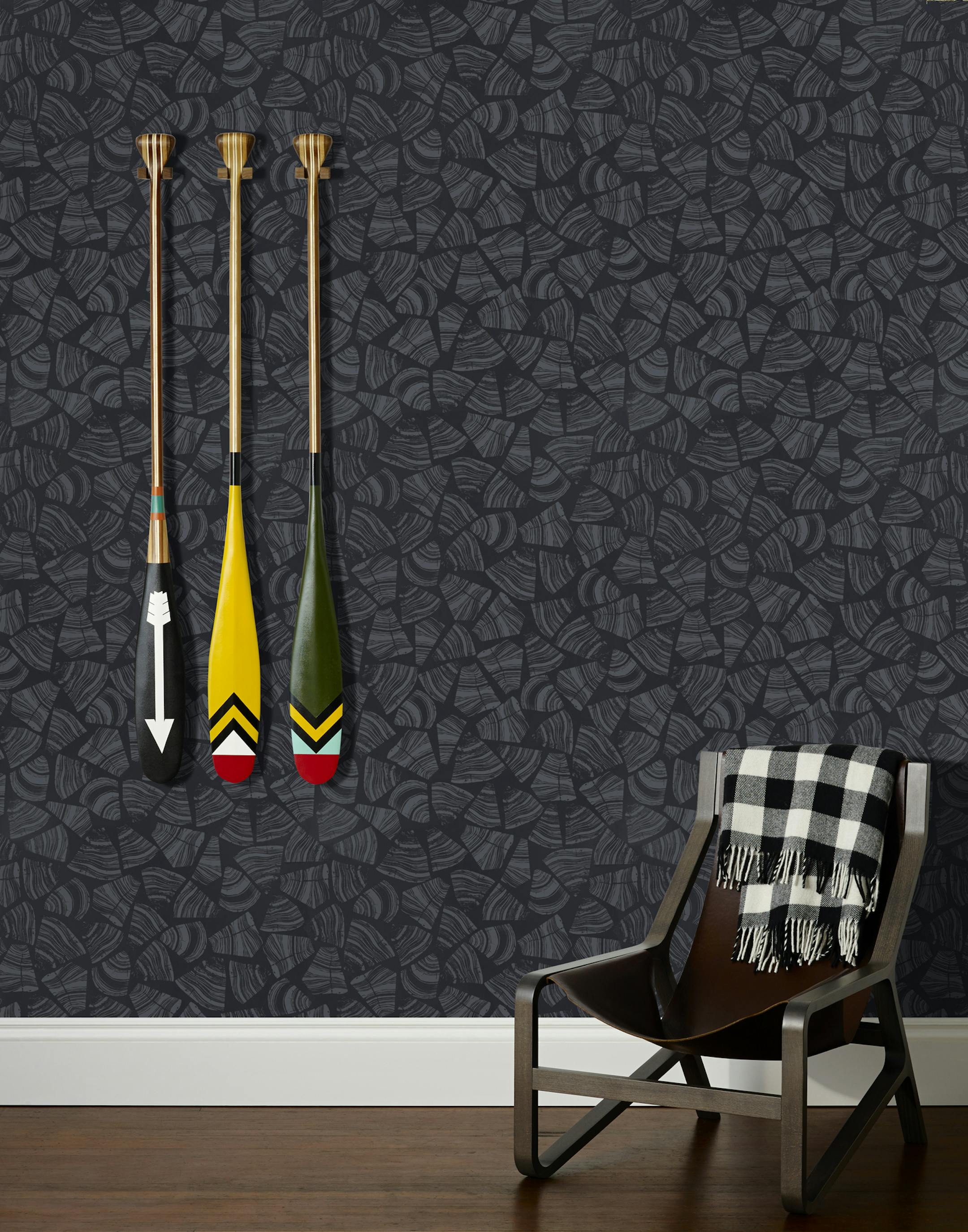 Hygge & West
Sanborn canoe paddles are worthy of a place on the wall. Paddles shown (from left): North, Dalles Des Morts and Scout paddles, $200 each.
Hygge & West Wallpaper: Wood Gray