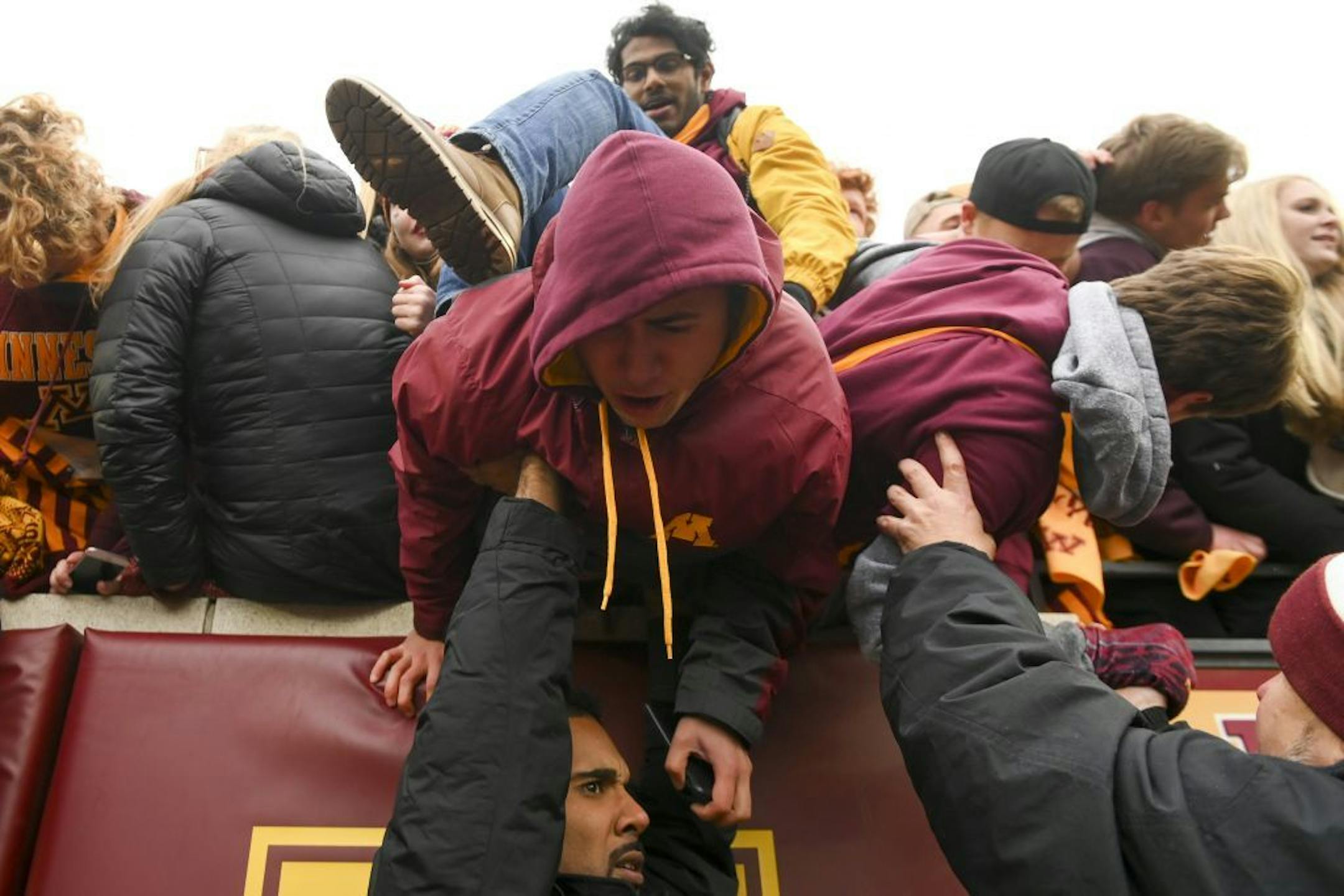 Fans stormed the field.