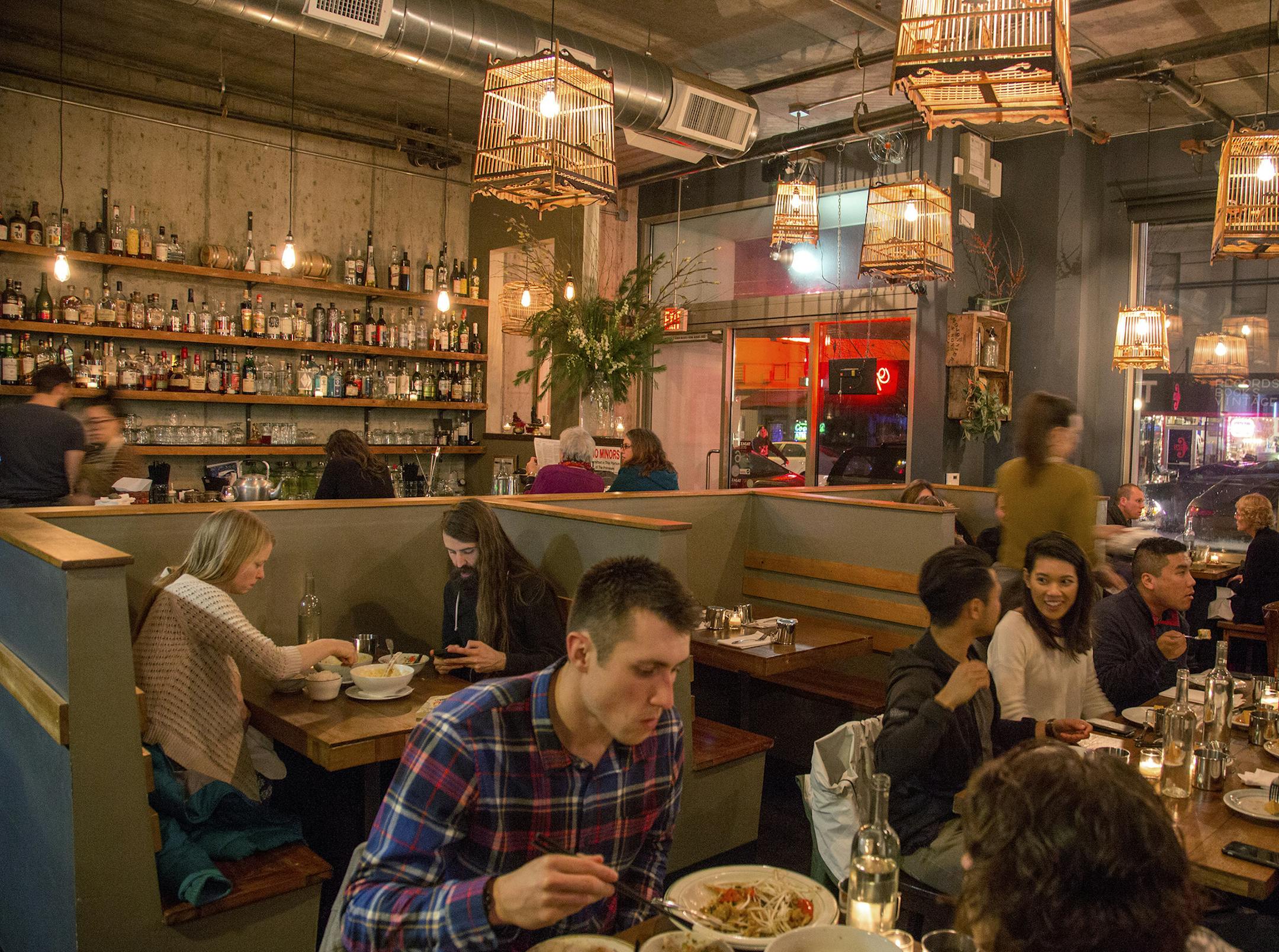 -- PHOTO MOVED IN ADVANCE AND NOT FOR USE - ONLINE OR IN PRINT - BEFORE JAN. 3, 2016. -- Diners at PaaDee, popular for its dishes with real Thai ingredients and also for its back room, Langbaan, which offers a $75 tasting menu, in Portland, Dec. 21, 2015. From takeout to tasting menus, adventurous chefs in Portland have increasingly been taking risks with more-obscure Thai dishes, to resounding success. (Jeremy Bittermann/The New York Times)