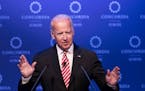 FILE- In this June 7, 2017, file photo, former U.S. Vice President Joe Biden speaks during a conference in Athens. Biden is tiptoeing toward a potenti
