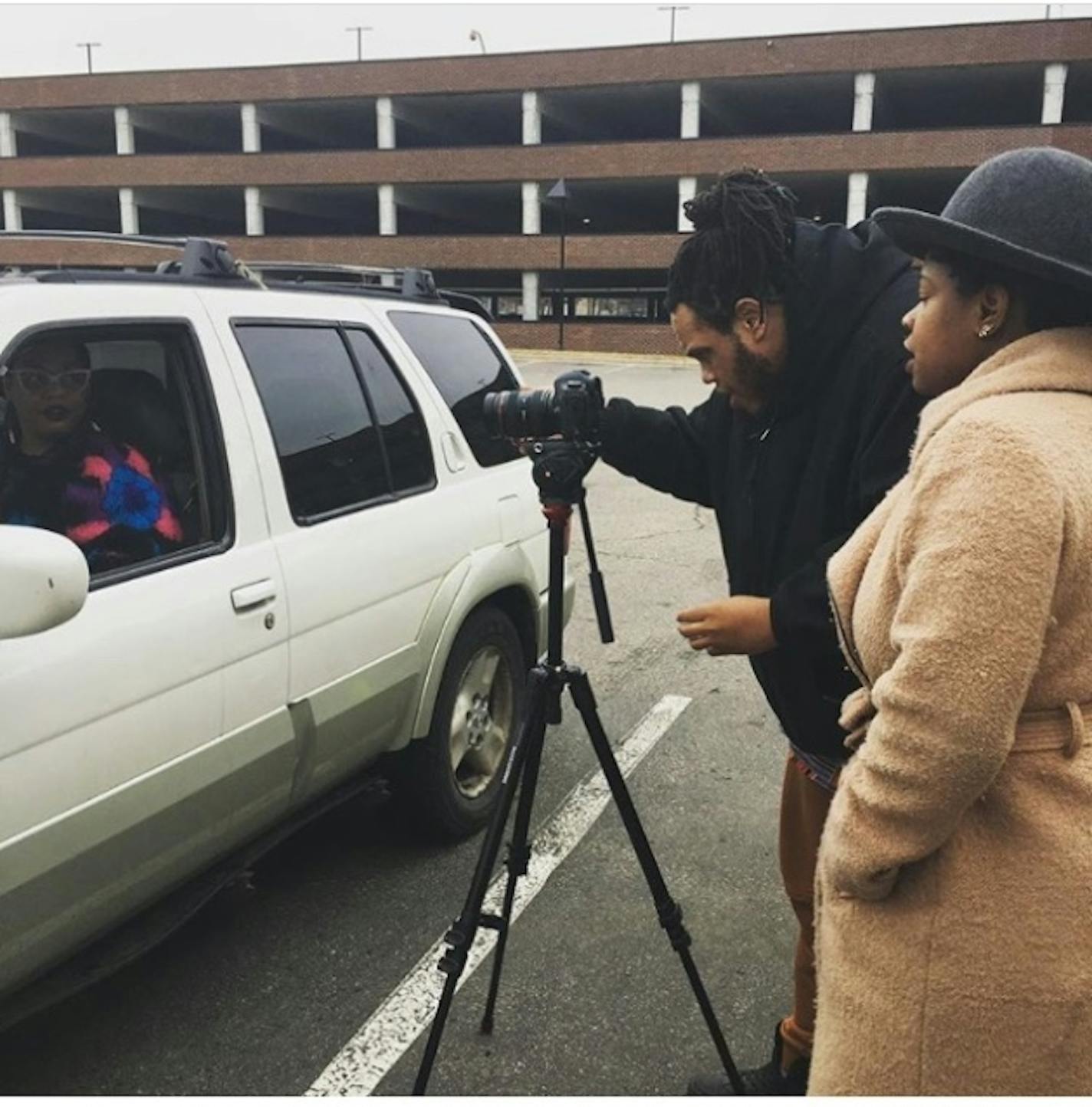 Mychal Fisher filmed a scene with Fanny McCorvy, left, and Junauda Petrus.