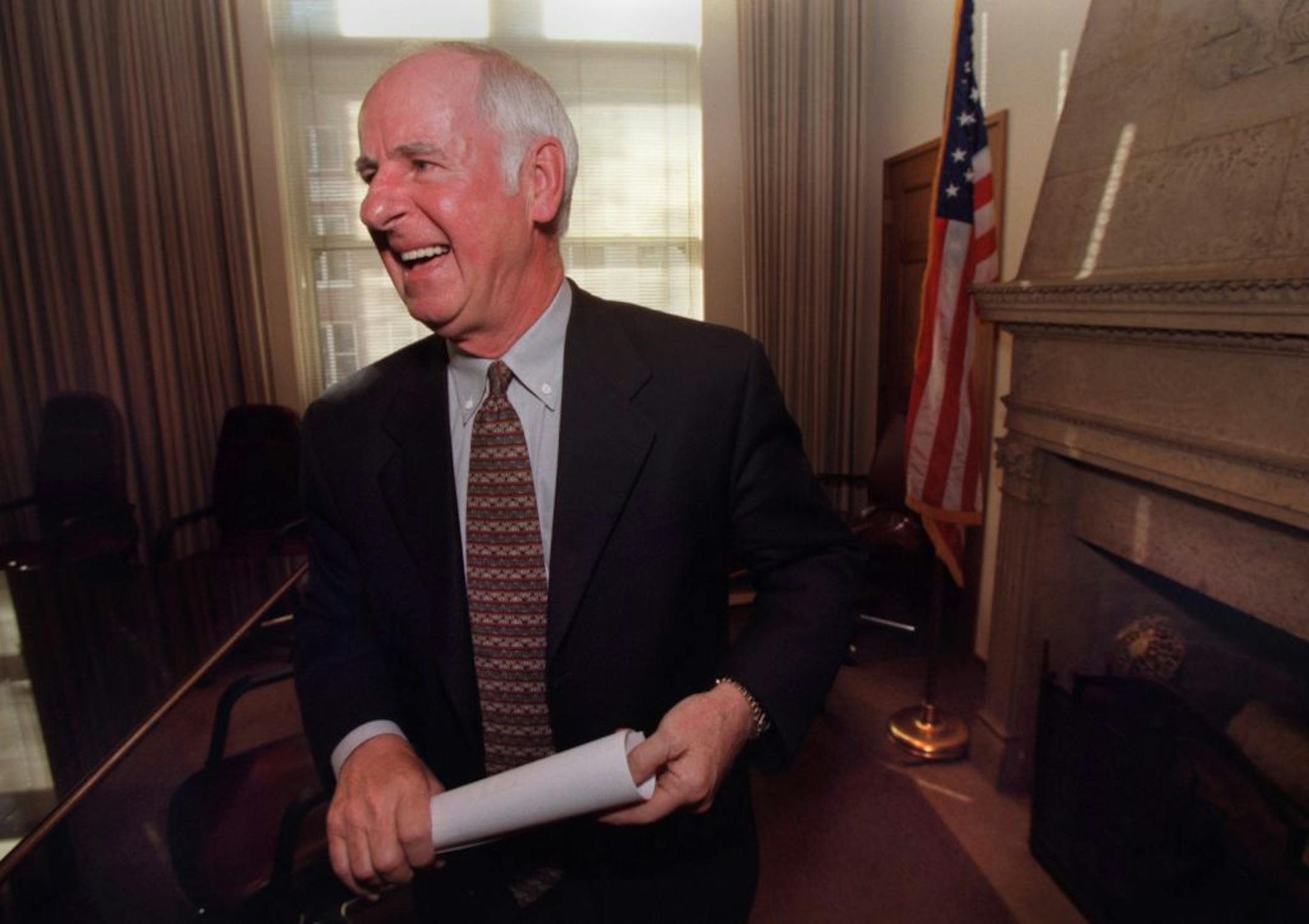 Richard "Pinky" McNamara, a former Gopher football athlete who gave the U of Minnesota $10 million, the second-biggest gift ever from a living alumnus, was all smiles at the end of the announcement is in the regent's room with President Mark Yudof.
