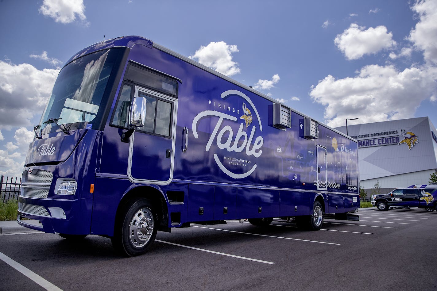 A Minnesota Vikings themed food truck was produced by the specialty vehicles division of Winnebago Industries. The company on Monday said it was acquiring Newmar Corp.