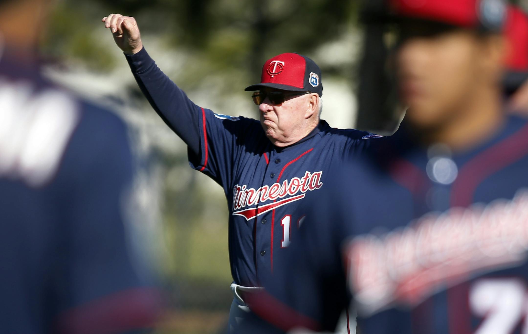 Tom Kelley stretched out with the team on Sunday.