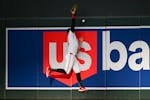 Minnesota Twins right fielder Max Kepler misses the catch on a fly ball hit by Tampa Bay Rays outfielder Randy Arozarena in the top of the fourth inni