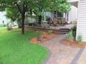 Before & After - Paver patio and walkway create outdoor living in a NE Mpls. yard, by Bachman's. Credit Bachman's Landscaping & Garden Services