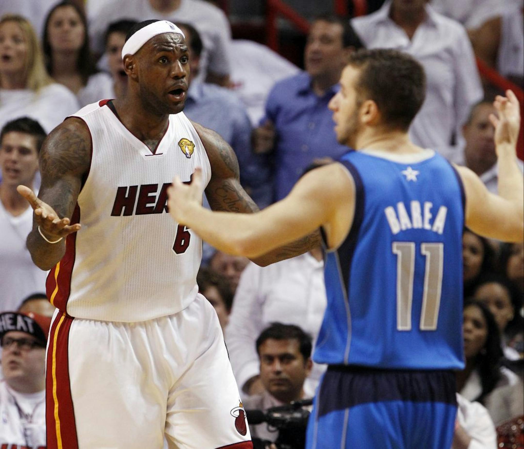 J.J. Barea (right) and LeBron James during Game 1 of the NBA Finals