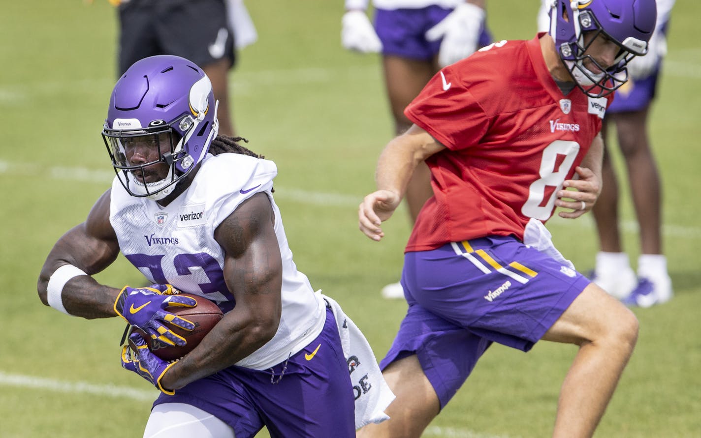 Minnesota Vikings running back Dalvin Cook (33) during practice. ] CARLOS GONZALEZ • cgonzalez@startribune.com – Eagan, MN – August 14, 2020, TCO Performance Center, Minnesota Vikings Training Camp, NFL