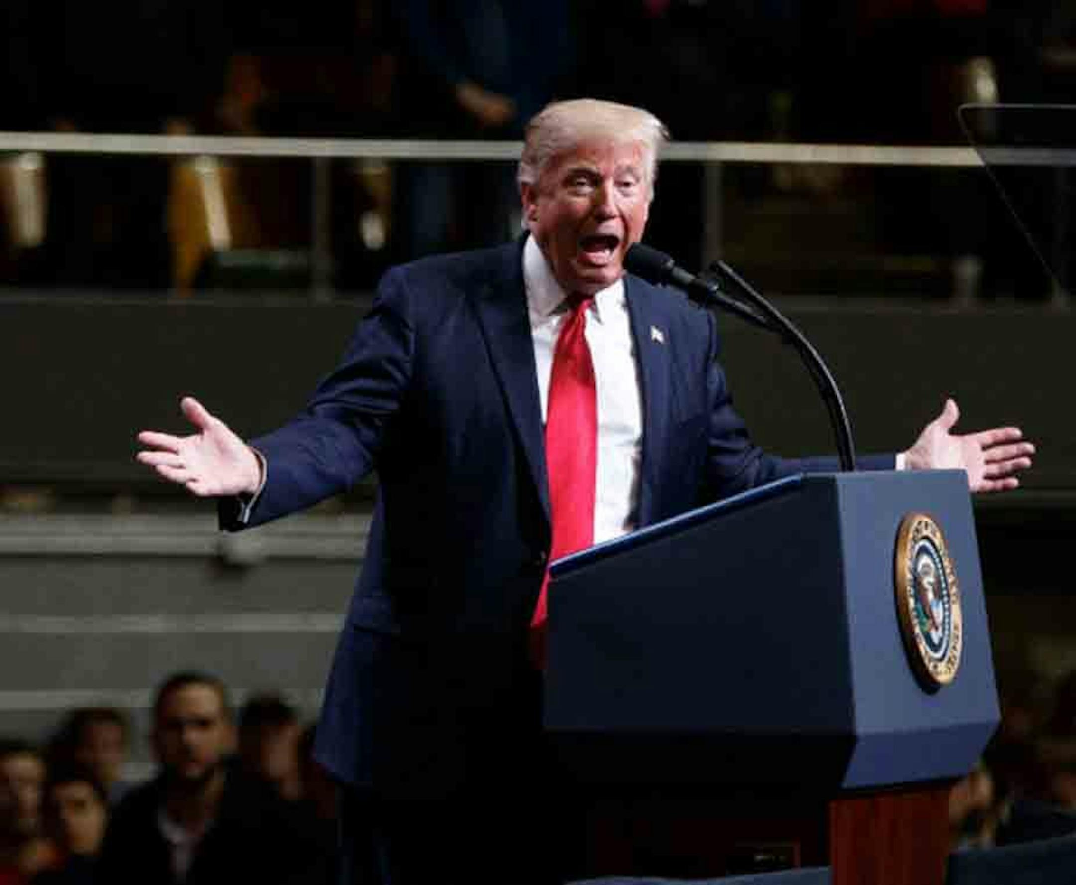 President Donald Trump speaks during a rally Wednesday, March 15, 2017, in Nashville, Tenn.