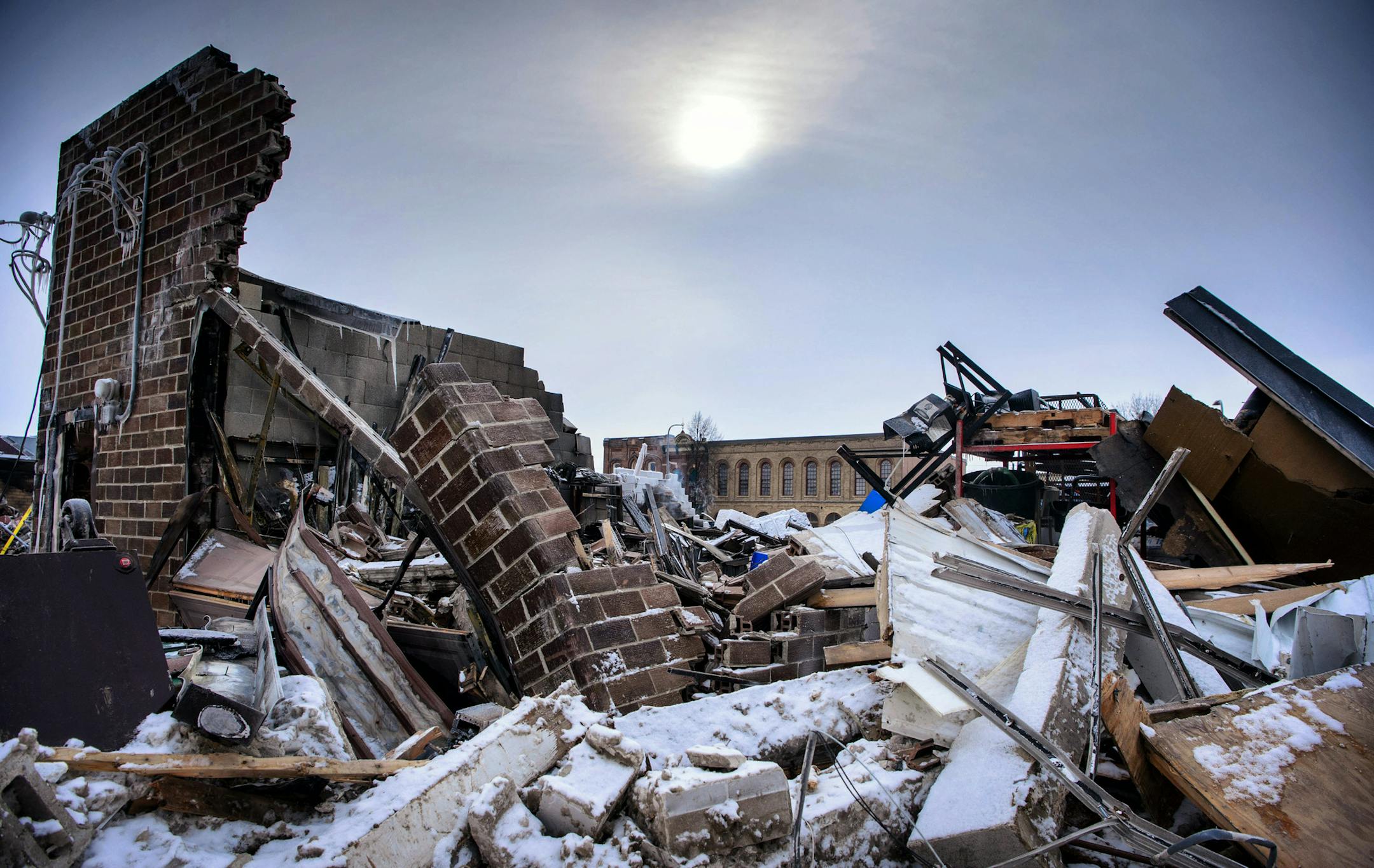 Steam still rose from the Madelia fire two days later. ] GLEN STUBBE * gstubbe@startribune.com Friday, February 5, 2016 Gov. Dayton visited Madelia two days after a massive conflagration wiped out a section of downtown. Six buildings were flattened, and more may need to come down due to severe damage. Eight businesses were shuttered and owners scrambled this week to reopen in borrowed space in order to survive the lengthy rebuilding process.