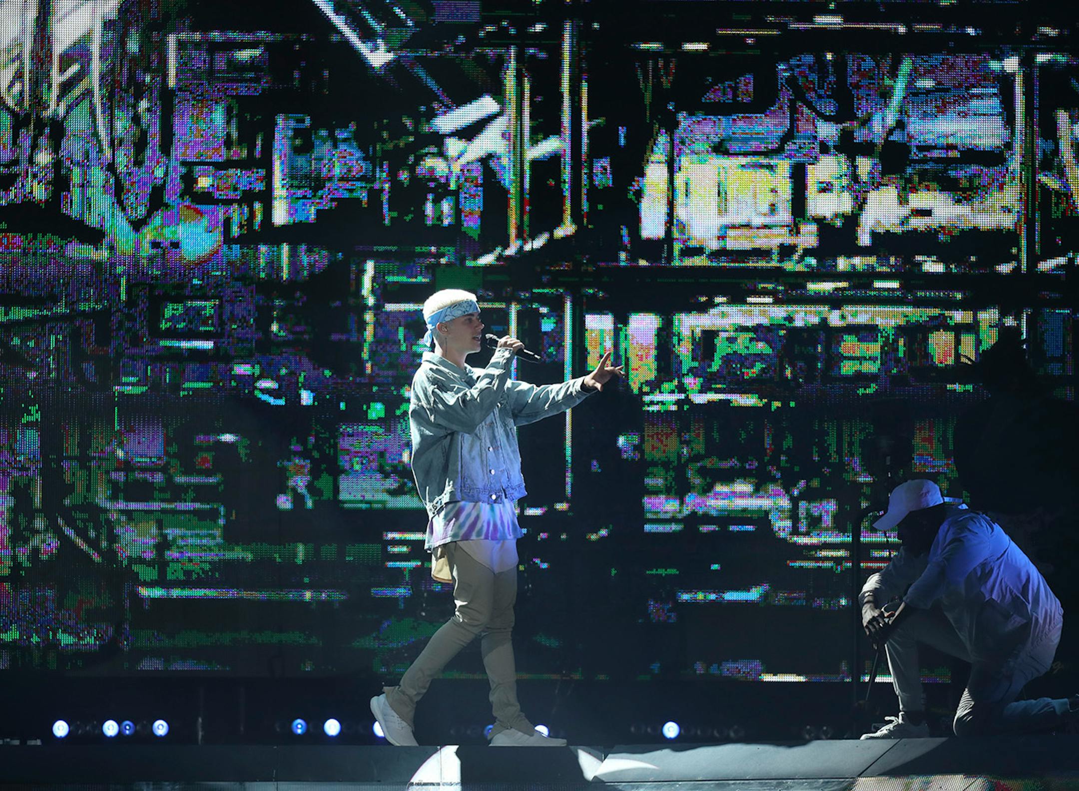 Justin Bieber early in his show at Target Center Sunday night.