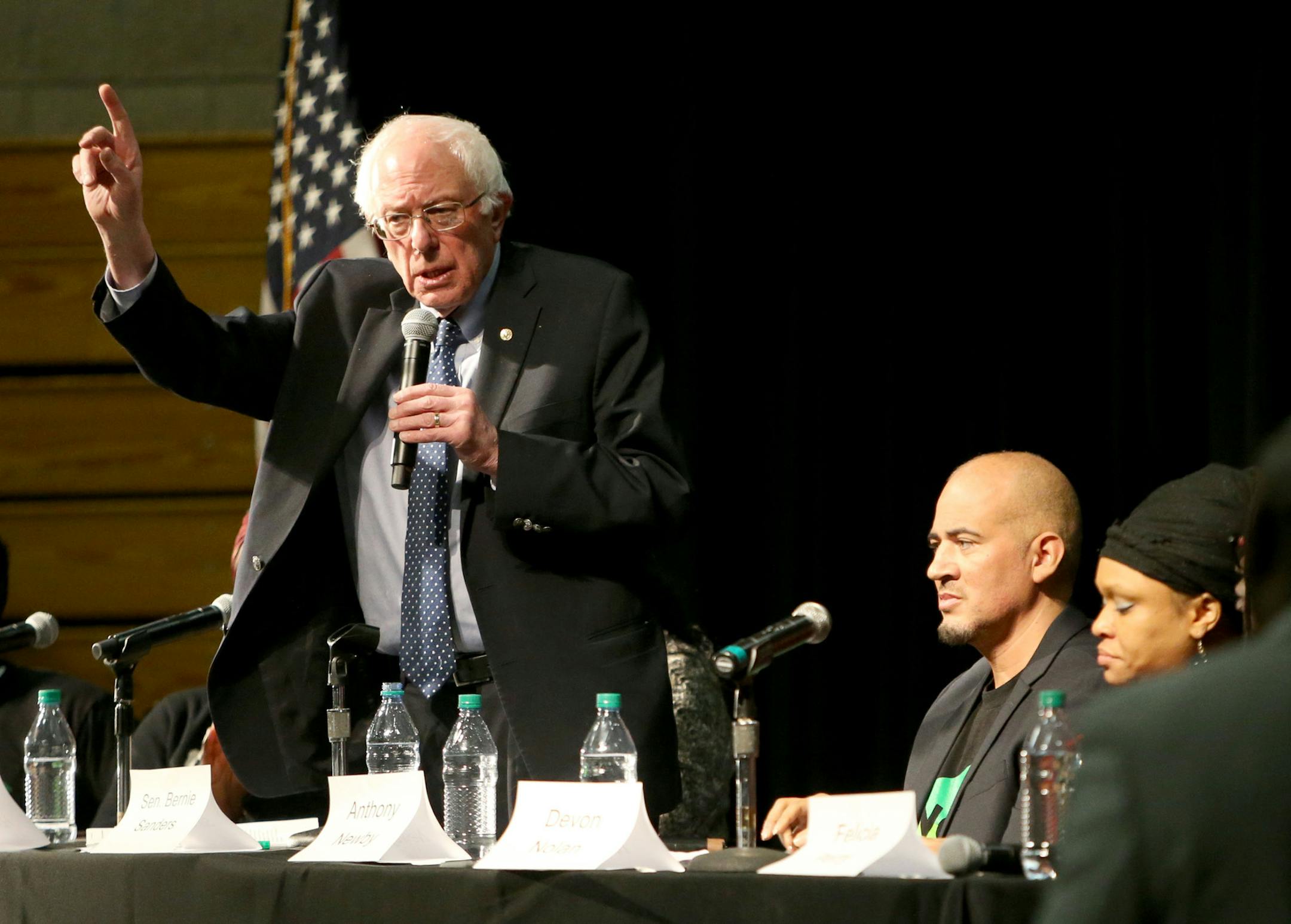 U.S. Sen. Bernie Sanders addressed a question about voting rights for convicted felons Friday at Patrick Henry High in Minneapolis, MN. Sanders said felons should be able to vote and they can in the state of Vermont.](DAVID JOLES/STARTRIBUNE)djoles@startribune.com U.S. Sen. Bernie Sanders on Friday will travel to Minnesota. The Democratic Party presidential candidate will participate in a forum at the Patrick Henry High School in Minneapolis, before he heads to the Humphrey-Mondale dinner.