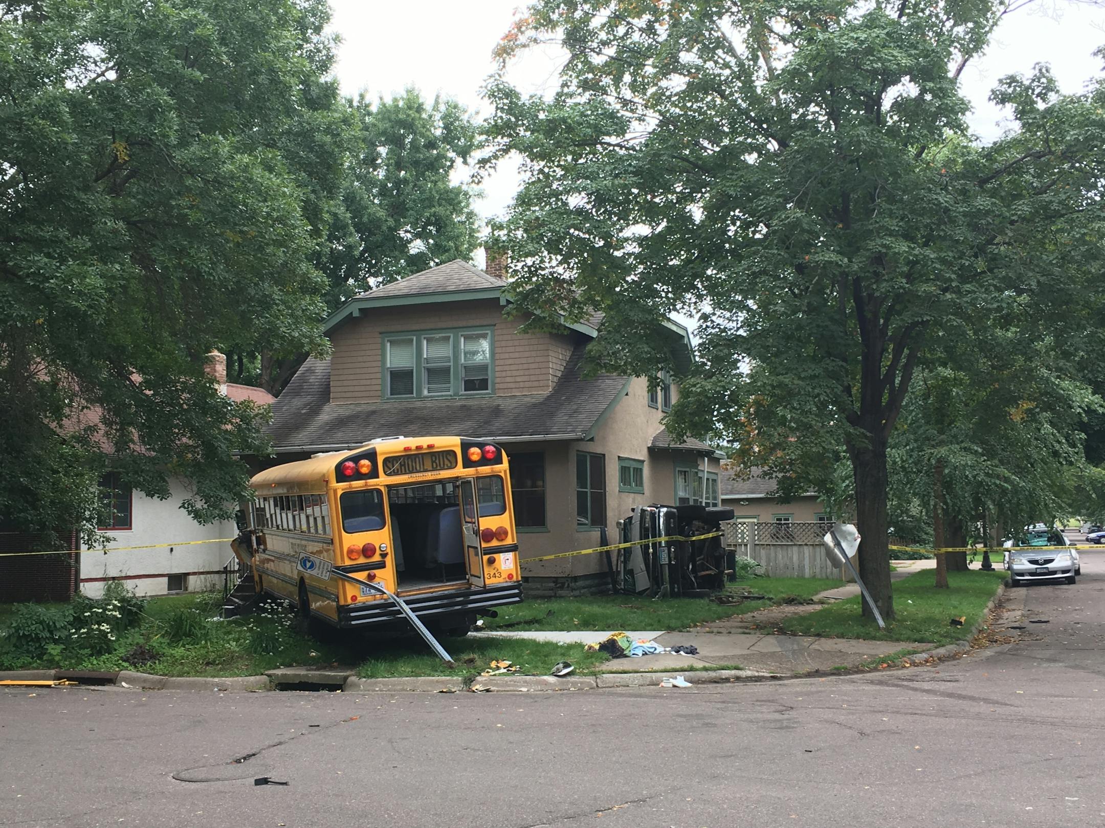 St. Paul Police reported that students on the bus suffered minor injuries during the collision at Geranium Avenue E. and Weide Street.