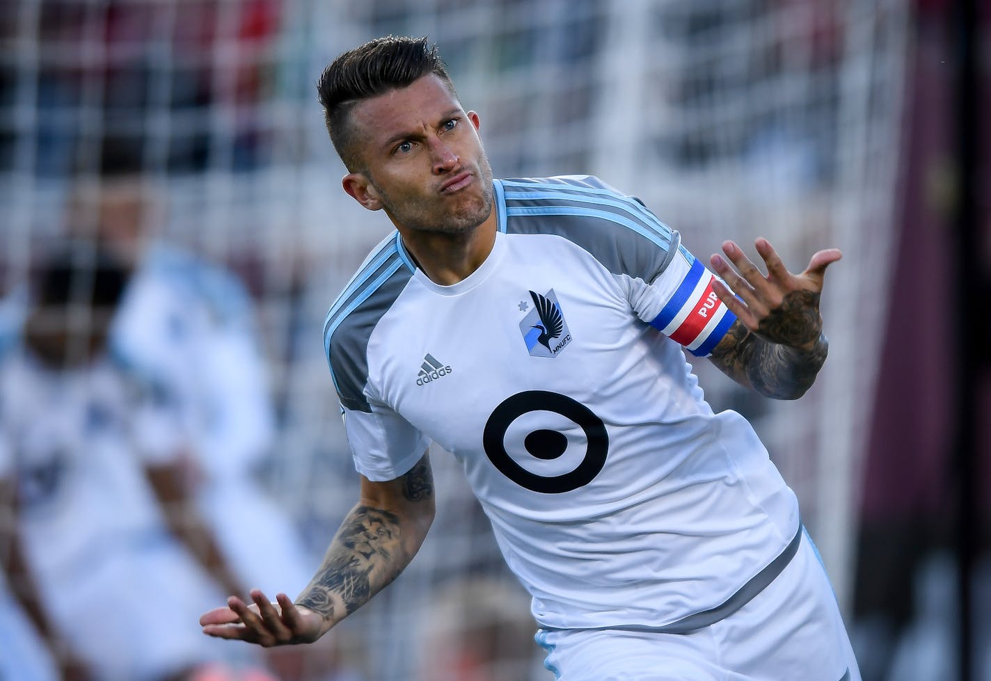 Minnesota United defender Francisco Calvo (5) celebrated his goal early in the second half against the Vancouver Whitecaps. ] AARON LAVINSKY &#xef; aaron.lavinsky@startribune.com Minnesota United FC played the Vancouver Whitecaps on Saturday, June 24, 2017 at TCF Bank Stadium in Minneapolis, Minn. ORG XMIT: MIN1706242116560730