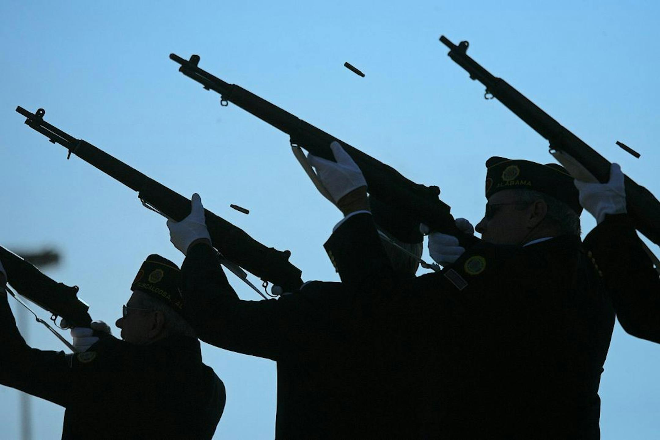 Members of the Honor Guard gave a 21-gun salute to close the Veterans Day Program at Veterans Memorial Park in Tuscaloosa, Ala.
