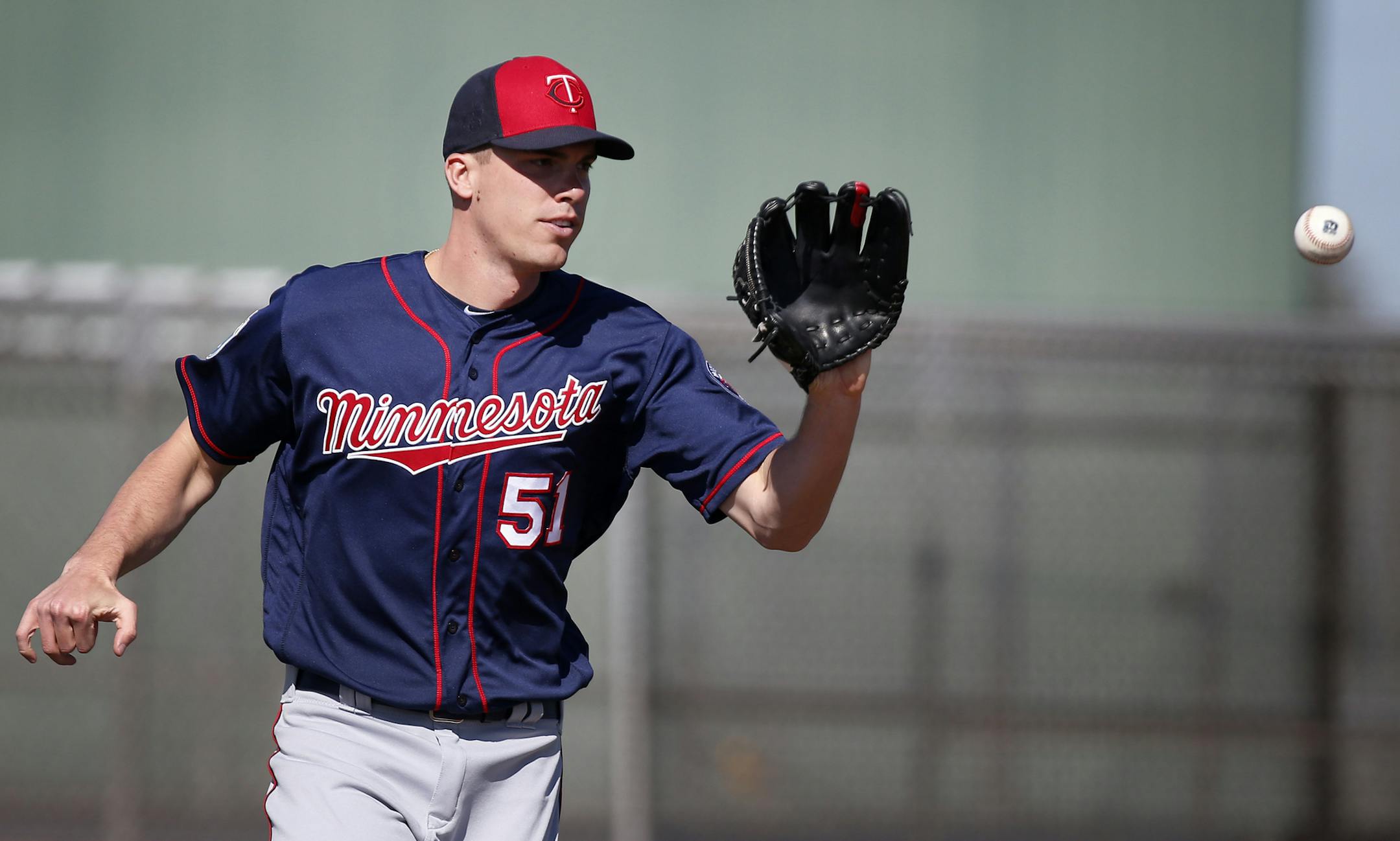 Minnesota Twins pitcher Alex Meyer (51) during practice on Sunday. ] CARLOS GONZALEZ cgonzalez@startribune.com - February 28, 2016, Fort Myers, FL, CenturyLink Sports Complex, Minnesota Twins Spring Training, MLB, Baseball, First Full team workout