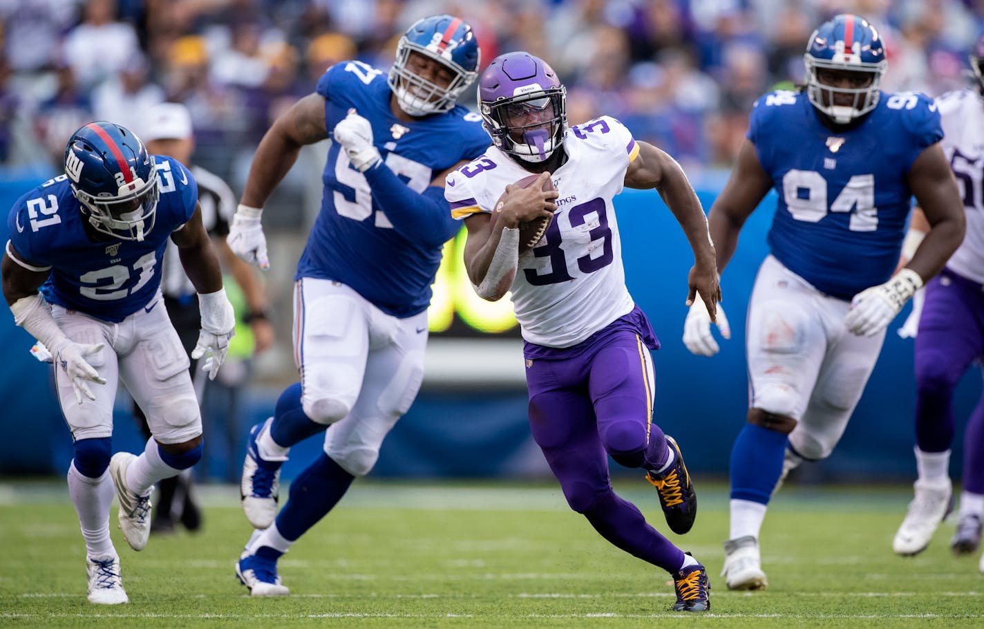 Vikings running back Dalvin Cook ran for a 41-yard gain in the third quarter.